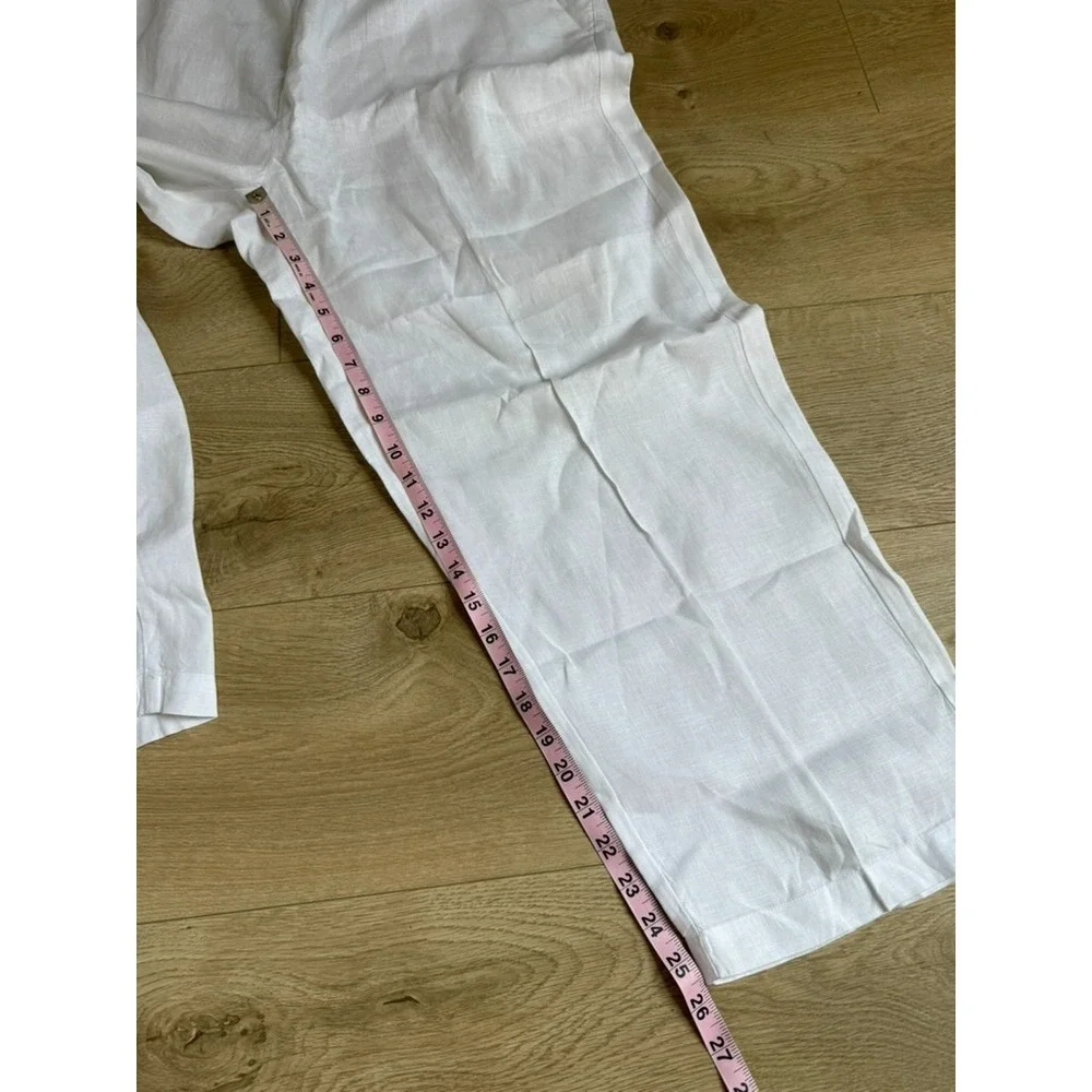 EUC Quince 100% European Linen Pants Womens Size XL White Pull on Quiet Luxury